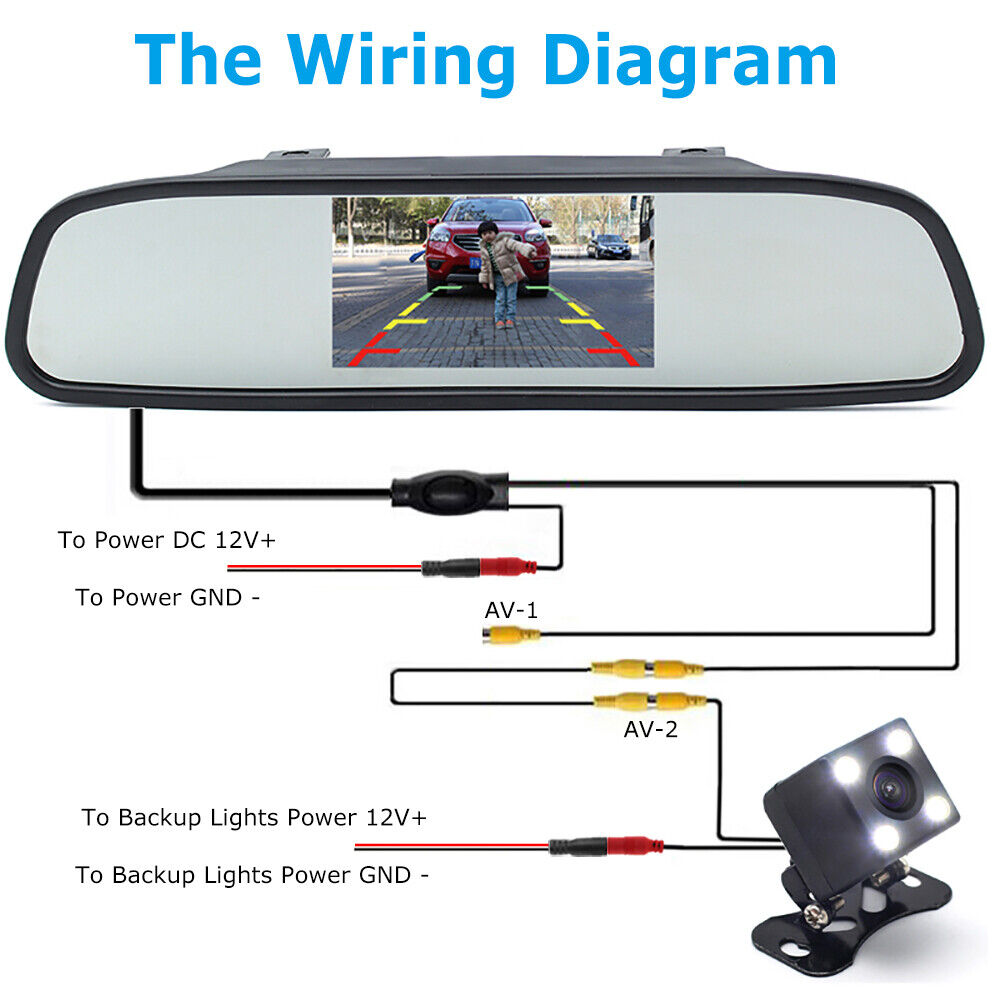 Auto Wayfeng WF 4.3" Rear View Mirror Monitor & Backup Camera Kit – Waterproof CCD, Universal Fit