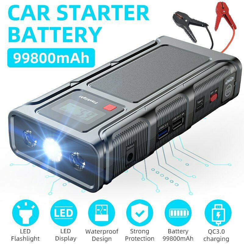 New 99800mAh Portable Battery LCD Car Jump Starter Power Bank Vehicle –  Easybuy OZ