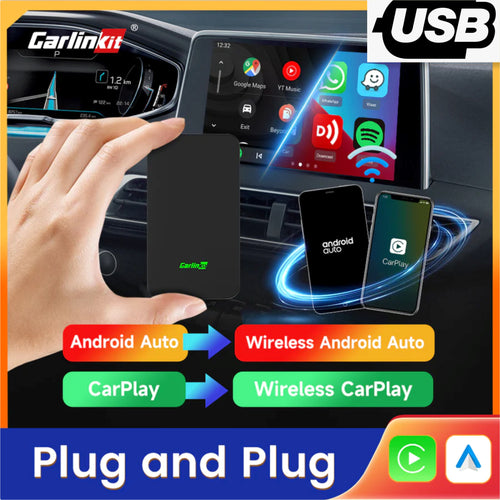 New CarlinKit 5.0 Wire to Wireless CarPlay / Android Auto Adapter Plug & Plug, Dongle