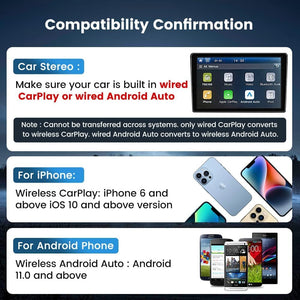 New CarlinKit 5.0 Wire to Wireless CarPlay / Android Auto Adapter Plug &amp; Plug, Dongle