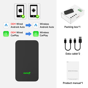 New CarlinKit 5.0 Wire to Wireless CarPlay / Android Auto Adapter Plug &amp; Plug, Dongle