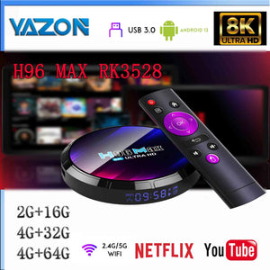 New 2023 H96 MAX RK3528 2+16 GB Android TV Box Android 13 Quad Core 8K Video Wifi6 BT5.0