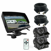 Load image into Gallery viewer, New 7&quot; Car Monitor+2 x 4 Pin Reverse Rear View Cameras 20m Kit RV Truck VAN Caravan Trailer Bus