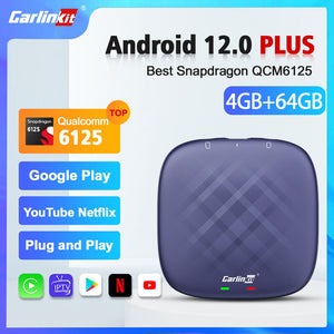 New Carlinkit Android 12 4GB+64GB Wireless Carplay Android Auto Multimedia Ai Box