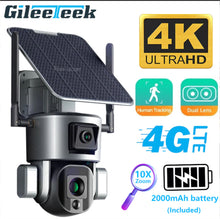 Load image into Gallery viewer, New 4K 4G Wireless Solar Camera 8MP WiFi Dual Lens 10X Optical Zoom Solar Panel Humanoid
