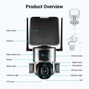 New 4K 4G Wireless Solar Camera 8MP WiFi Dual Lens 10X Optical Zoom Solar Panel Humanoid