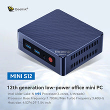Load image into Gallery viewer, New Beelink MINI-S12 Mini PC, 8+256GB 12th Gen Intel Alder Lake-N95 Processor Wi-11