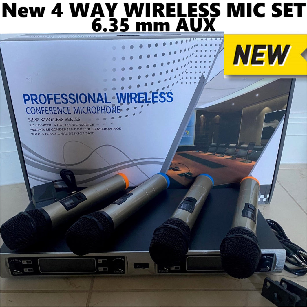 New 4 Individual Channel Wireless Microphone System +4x Handheld Mics Home Karaoke KTV