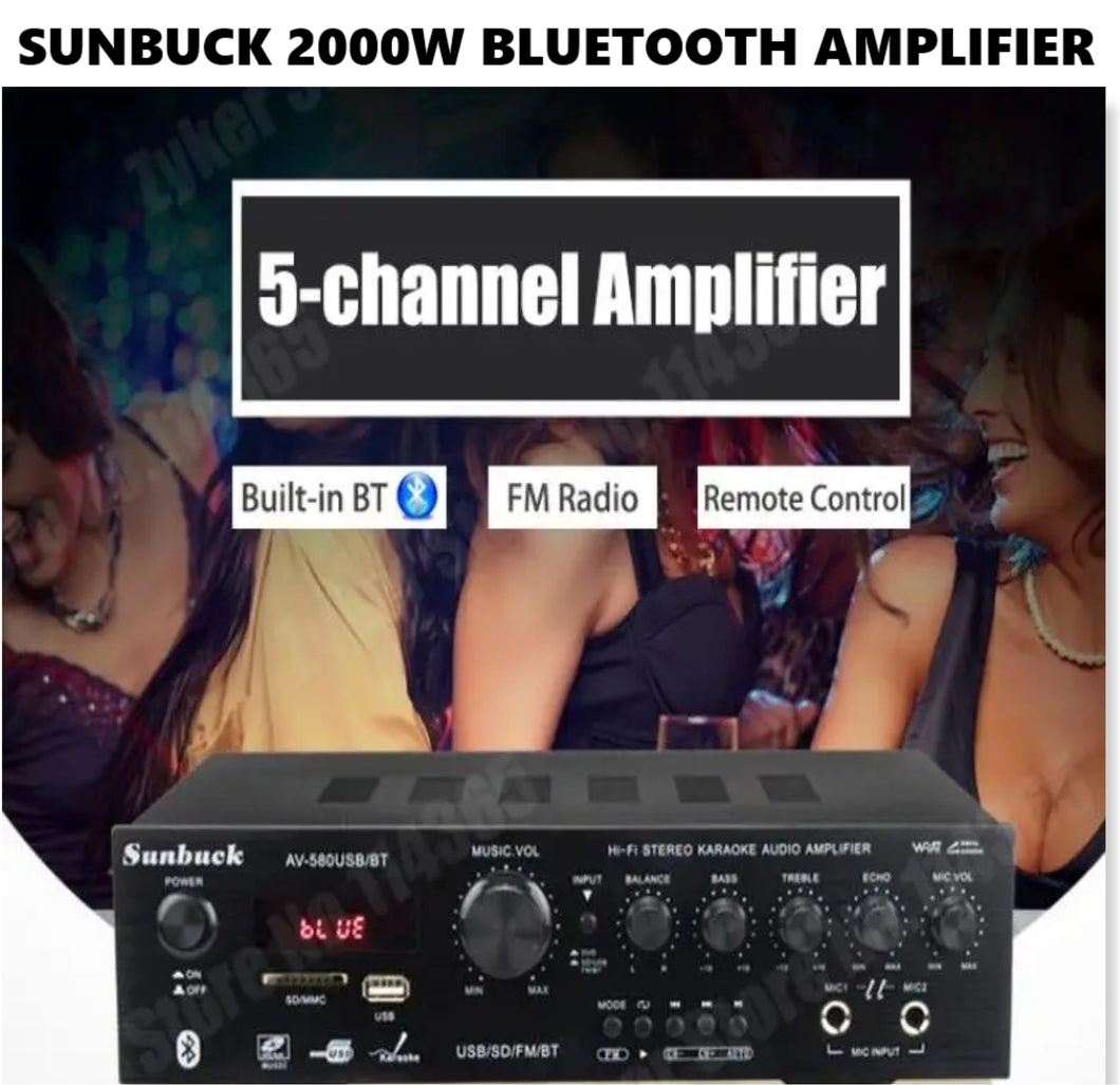 New Sunbuck AV-580BT 5.1 Channel High Power SD USB FM Bluetooth Remote Control Power Amplifier