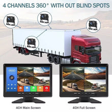 Load image into Gallery viewer, New 4 Channels camera 10.1 &quot;Screen Car/RV/Bus/Truck AHD 4 Cameras Night Vision Reversing Recorder