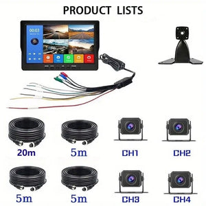 New 4 Channels camera 10.1 "Screen Car/RV/Bus/Truck AHD 4 Cameras Night Vision Reversing Recorder