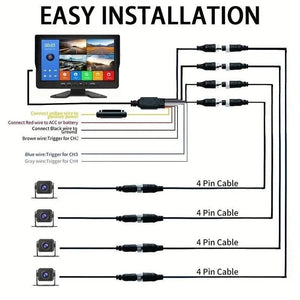 New 4 Channels camera 10.1 "Screen Car/RV/Bus/Truck AHD 4 Cameras Night Vision Reversing Recorder