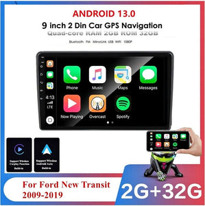 New 2009 -19 Ford Transit Carplay 9" 2+32GB Android 13 Stereo Radio GPS Head Unit fm player audio