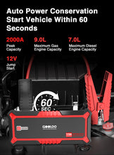 Load image into Gallery viewer, New GOOLOO GP2000 Car Jump Starter 19800mAh Battery 9.0L gas engine/7.0L diesel Power Bank