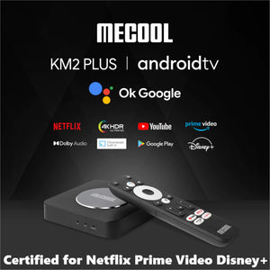 MECOOL KM2 PLUS Netflix Google Certified Android TV 11.0 Smart TV BOX, Amlogic S905X4 2GB RAM 16GB eMMC AV1 Ultra 4K HDR 2.4G/5.0GHz WiFi BT5.0