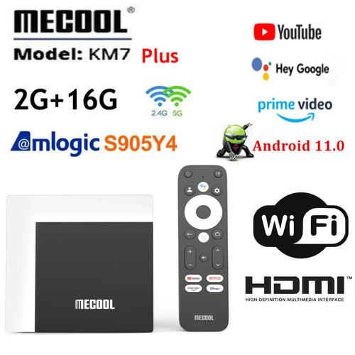 MECOOL KM7 PLUS Google + Netflix Certified Android 11 2G 16G WiFi Bluetooth TV Box