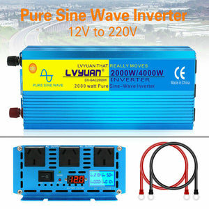 New 2000W 4000W LVYUAN Pure Sine Wave Power Inverter DC 12V to AC 240V Car Converter Trip<br data-mce-fragment="1">