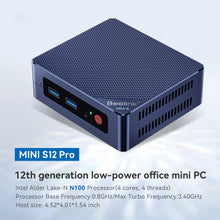 Load image into Gallery viewer, NEW MINI S12 PRO Alder Lake-N100 Desktop Computer 16G DDR4 RAM/500GB M.2 2280 SSD