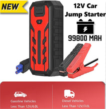 Load image into Gallery viewer, New 99800 mAh Car Jump Starter 12V Lithium Phone Power Bank LED Flashlight Peak 600A Starting