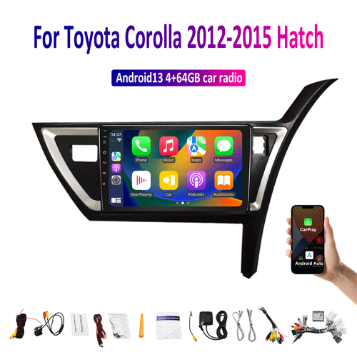 New 10'' For Toyota Corolla 2012-15 Hatch Hatchback Apple CarPlay Android Auto Car Radio 4+64G