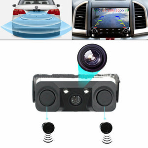 New Car Rear View Camera + 2 Parking Sensor System Reverse Backup Radar Alarm Safe