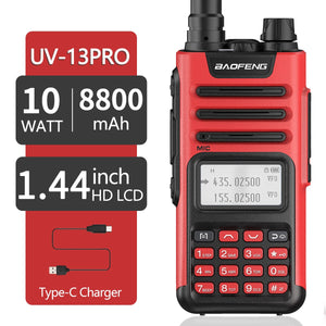 New Baofeng UV-13 PRO High Power 8800mAh Walkie Talkie 999 CH Dual Band Type-C Charger
