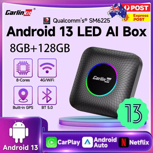 New Carlinkit 8+128GB Android 13 Wireless Carplay Android Auto Multimedia Player Box