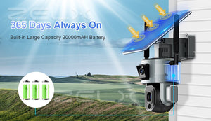 New Solar Security Camera 10X Zoom Dual-Lens Dual Screen 8MP WiFi Camera Outdoor PTZ