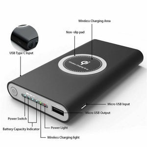 New Wireless Charger Wireless Power Bank 20000mah Type-c 2.1a For Mobile Phone External Battery