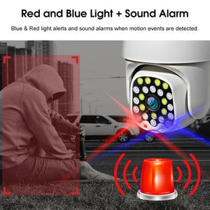 New {23 LEDs Red+Blue Lights+Auto Tracking+Two-Way Audio+Motion Detection}New Dual Antennas Outdoor