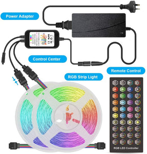 New Waterproofed 10M LED Lights Strip Music Sync RGB, Bluetooth App+40 keys Remote