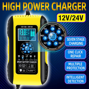 New Car Battery Charger 12V 10A /24V 5A Automatic for Car Truck Motorcycle Calcium, Gel, AGM, etc