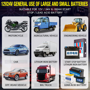 New Car Battery Charger 12V 10A /24V 5A Automatic for Car Truck Motorcycle Calcium, Gel, AGM, etc