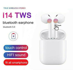 New i14 TWS Bluetooth 5.0 Earphone Smart Touch Control Wireless Earbuds With Charging Box