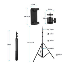 Load image into Gallery viewer, New 2.1m Selfie Phone Tripod with 1/4 Screw Stand + Phone Holder Clip