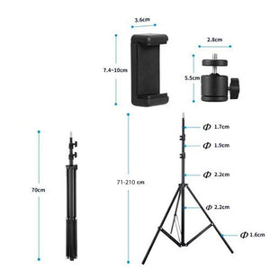 New 2.1m Selfie Phone Tripod with 1/4 Screw Stand + Phone Holder Clip