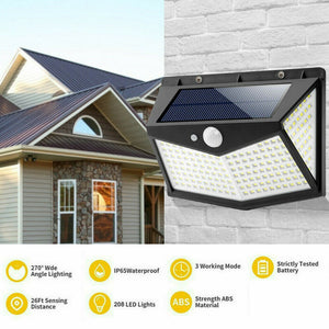New 212 LED Solar Powered PIR Motion Sensor Light Garden Outdoor Security Wall Light