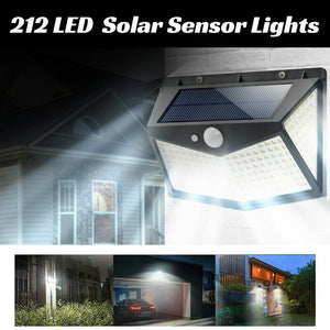 New 212 LED Solar Powered PIR Motion Sensor Light Garden Outdoor Security Wall Light