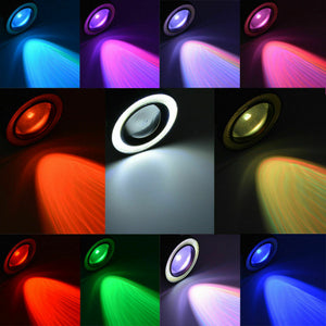 New 2x 3" 30W RGB COB LED Fog Light Projector Angel Eye +White Halo Ring DRL Driving Lights