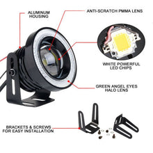 Load image into Gallery viewer, New 2x 3&quot; 30W RGB COB LED Fog Light Projector Angel Eye +White Halo Ring DRL Driving Lights