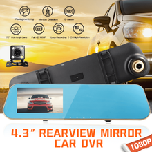 Load image into Gallery viewer, New 4.3&quot; 1080P HD Screen Dual Len DVR Rearview Mirror Camera Video Dash Cam
