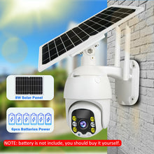 Load image into Gallery viewer, New 1080P PTZ Outdoor 4G Solar Security Camera PIR Night Vision Waterproof Two Way Audio