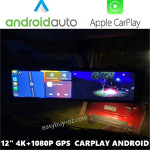Load image into Gallery viewer, New 12&quot; Carplay + Android Auto Wireless Bluetooth 4K +1080P Dual Front Back FM Transmitter