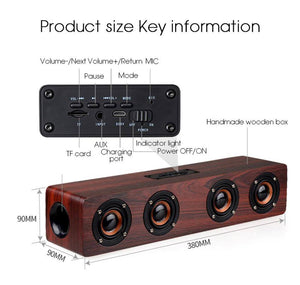 Home Theatre Wireless Bluetooth Speakers 12W Hifi Wooden Stereo Subwoofer Audio Desk