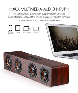 Home Theatre Wireless Bluetooth Speakers 12W Hifi Wooden Stereo Subwoofer Audio Desk