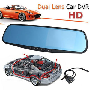 3 in 1 Camera 4.3" Mirror Dash Cam 1080P Front and Rear Dual Lens Car Camera with Parking Assistance