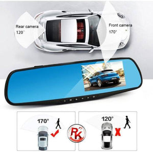 3 in 1 Camera 4.3" Mirror Dash Cam 1080P Front and Rear Dual Lens Car Camera with Parking Assistance