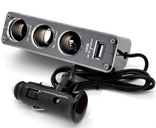 Load image into Gallery viewer, 3 Way12v Multi Socket Car Power Splitter USB DC Charger Adapter
