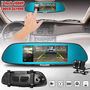 7" New Touch screen Dual Lens Car DVR 1080P Dash Cam Reversing Rear Camera Mirror Video Recorder