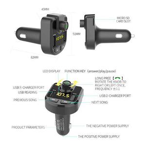 New Car MP3 Player Charger FM Transmitter Bluetooth Hands-free Kit Play Music in Car Stereos